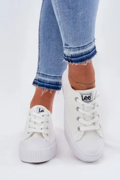 Trampki Damskie Na Platformie LEE ISLA C WOMEN LOW 50251001 Białe