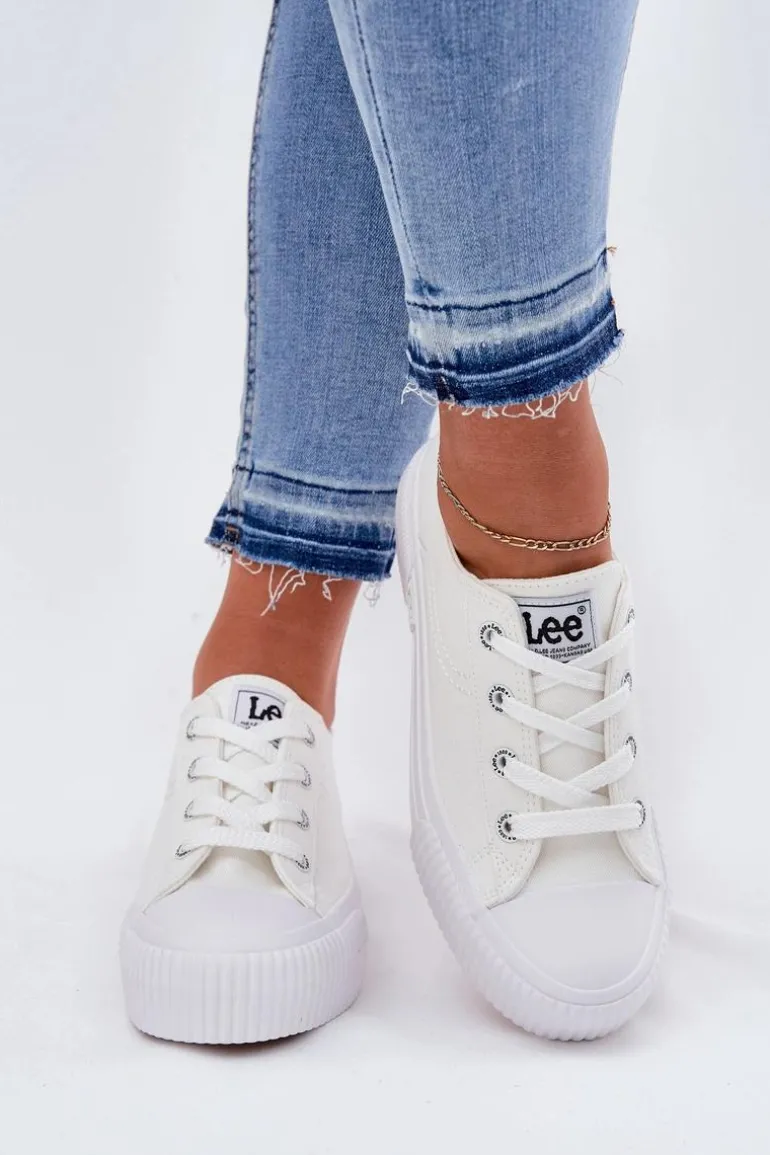 Trampki Damskie Na Platformie LEE ISLA C WOMEN LOW 50251001 Białe