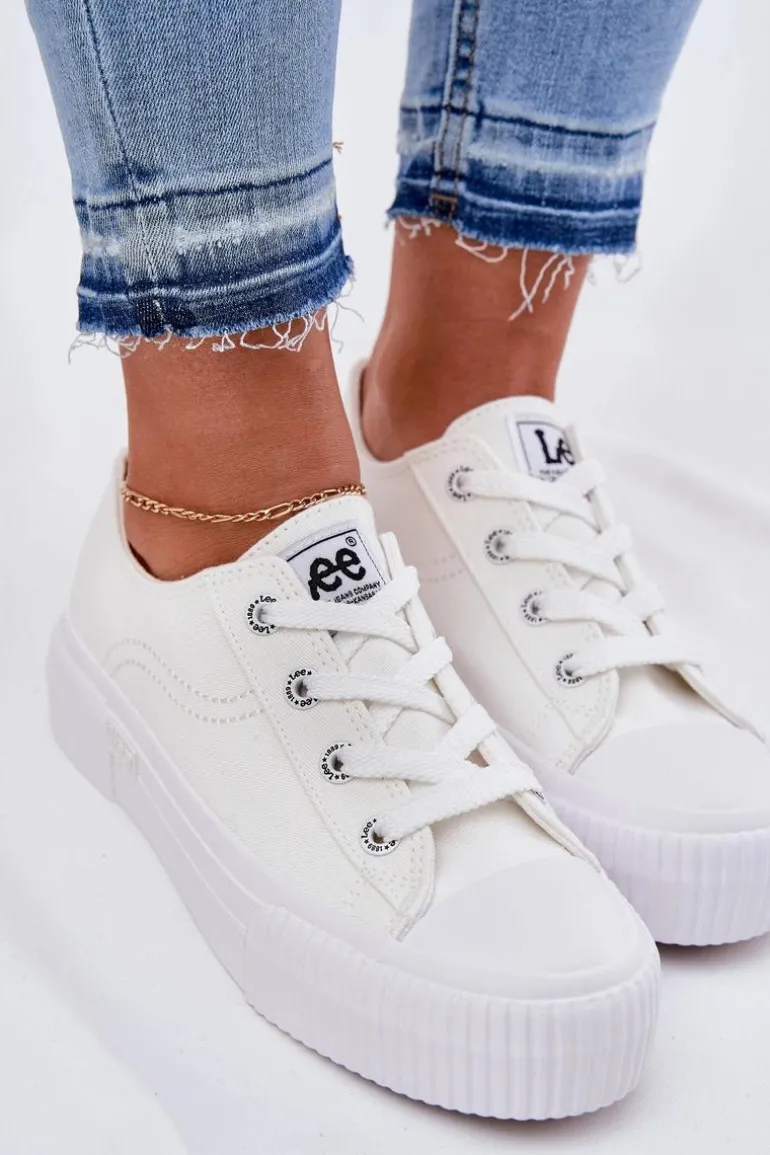 Trampki Damskie Na Platformie LEE ISLA C WOMEN LOW 50251001 Białe