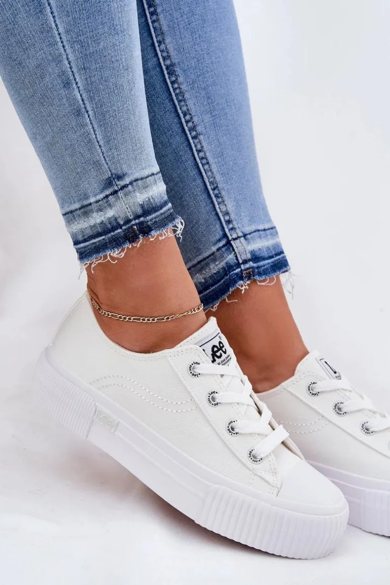 Trampki Damskie Na Platformie LEE ISLA C WOMEN LOW 50251001 Białe