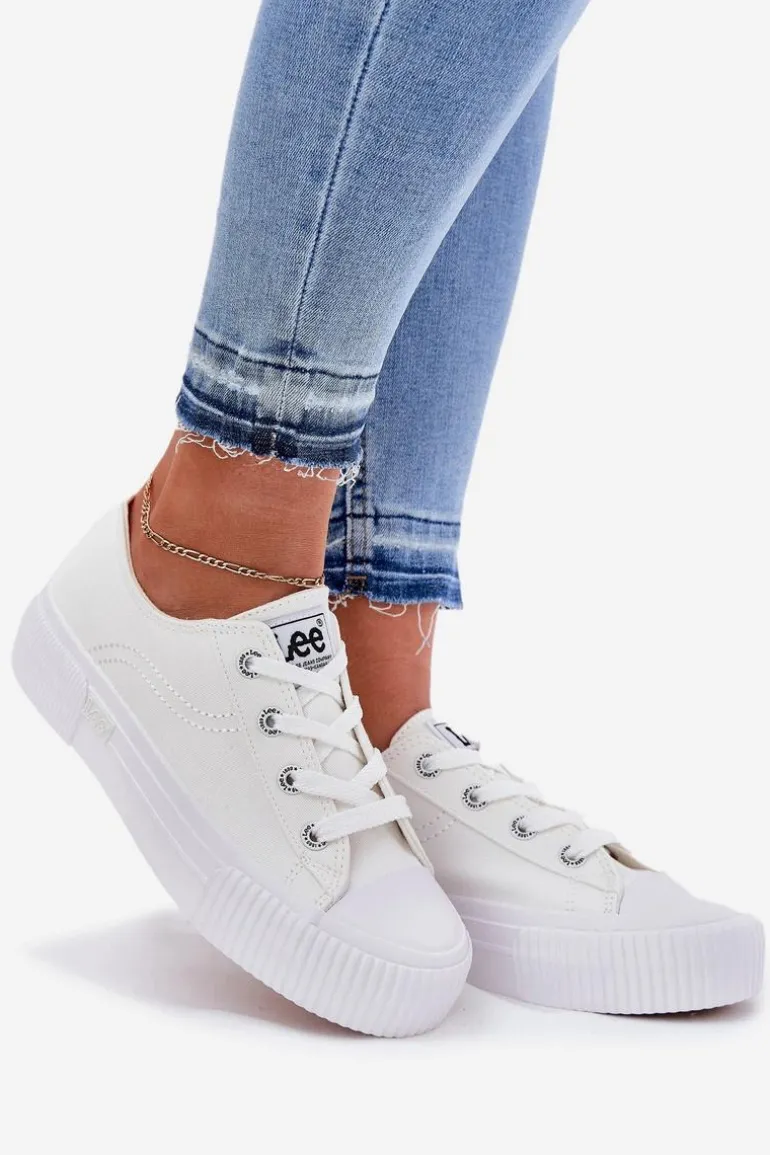 Trampki Damskie Na Platformie LEE ISLA C WOMEN LOW 50251001 Białe
