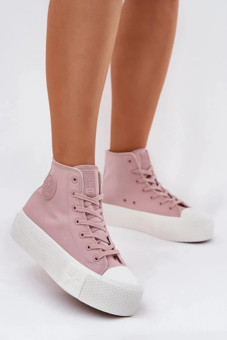Trampki Damskie Na Platformie Big Star RR274739 Różowe