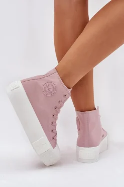 Trampki Damskie Na Platformie Big Star RR274739 Różowe