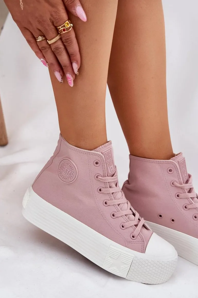 Trampki Damskie Na Platformie Big Star RR274739 Różowe