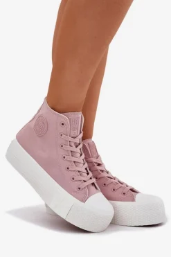 Trampki Damskie Na Platformie Big Star RR274739 Różowe