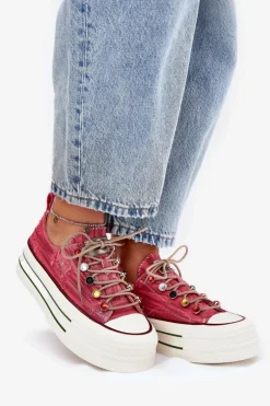 Trampki Damskie Na Platformie GOE RR2N4104 Czerwone