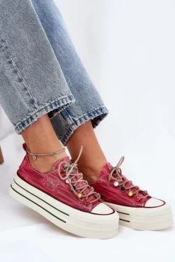 Trampki Damskie Na Platformie GOE RR2N4104 Czerwone