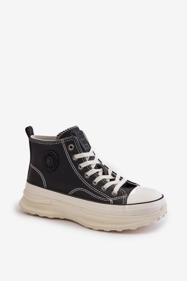 Trampki Damskie Na Platformie Eko Skórzane Big Star OO274063 Czarne