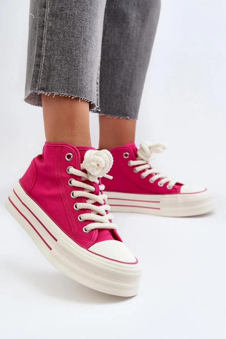 Trampki Damskie Na Platformie Fuksja Aineri