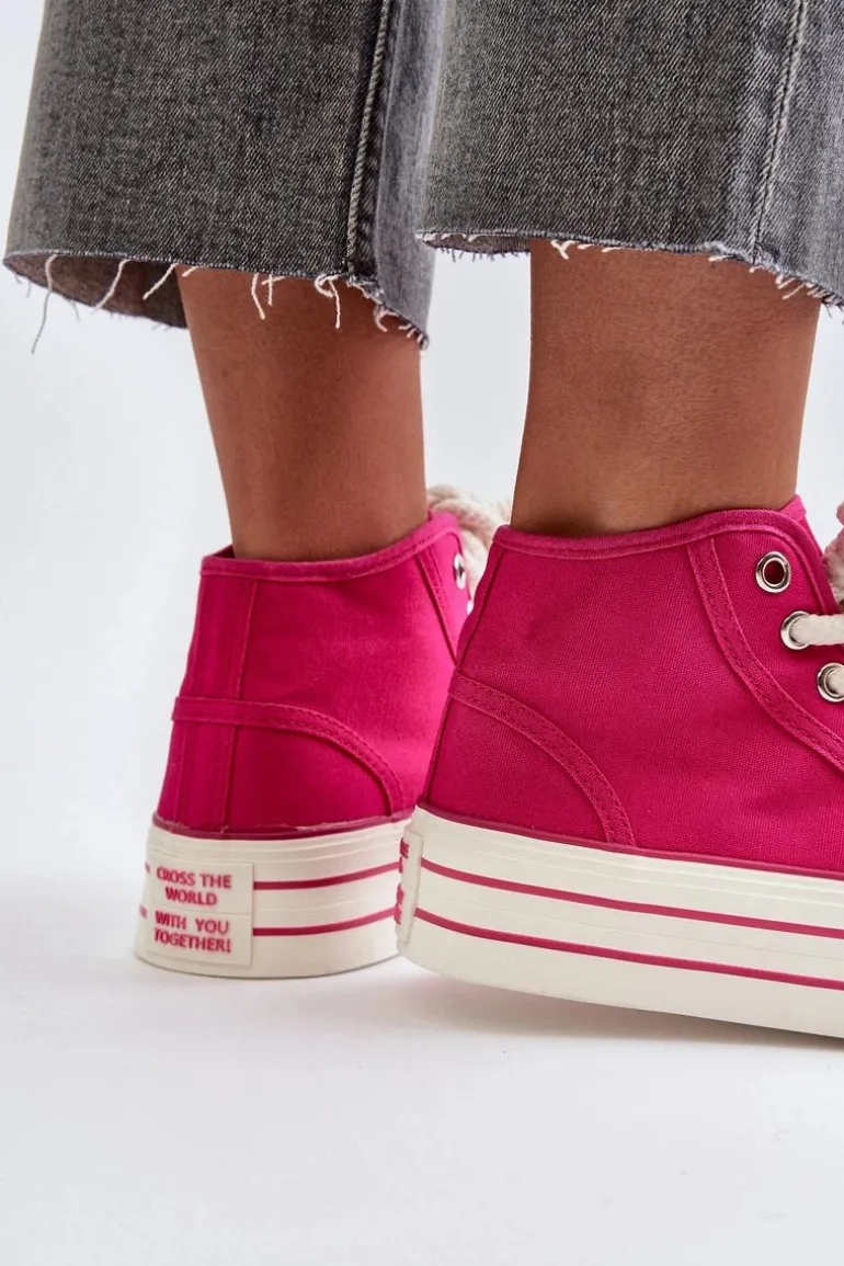 Trampki Damskie Na Platformie Fuksja Aineri