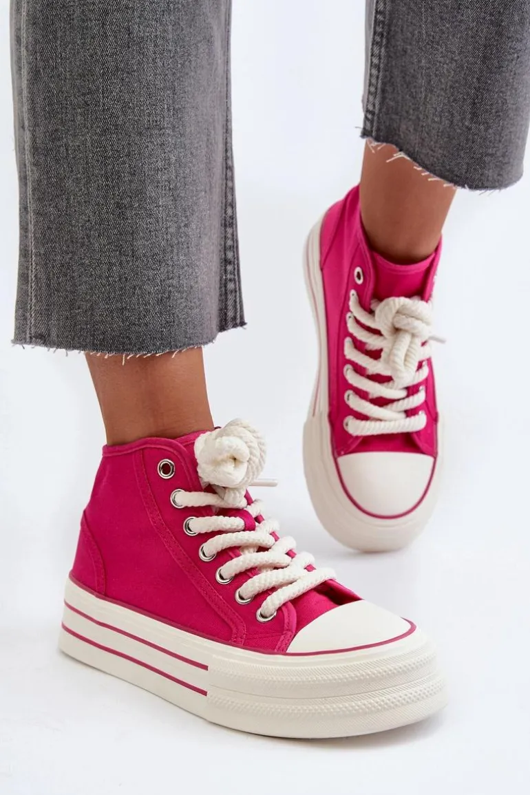 Trampki Damskie Na Platformie Fuksja Aineri