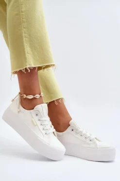 Trampki Damskie Na Platformie Lee Cooper LCW-24-31-2179 Białe