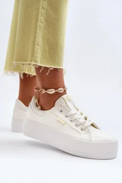 Trampki Damskie Na Platformie Lee Cooper LCW-24-31-2179 Białe