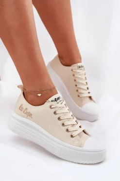 Trampki Damskie Na Platformie Lee Cooper LCW-24-44-2464L Beżowe