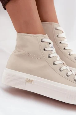Trampki Damskie Na Platformie LEE 50253002.35E ISLA WOMEN MID Beżowe