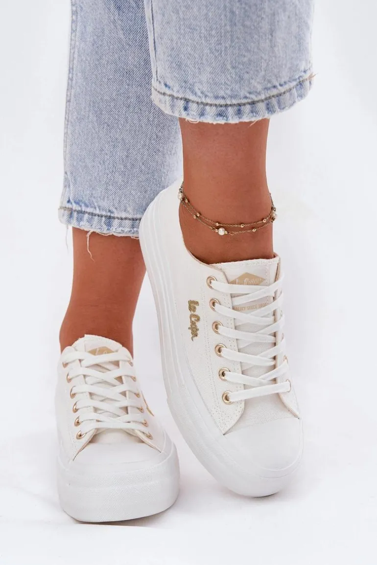 Trampki Damskie Na Platformie Lee Cooper LCW-25-02-3289 Białe