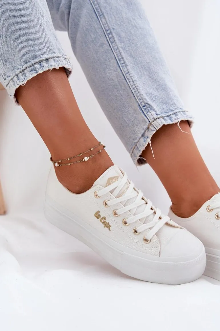 Trampki Damskie Na Platformie Lee Cooper LCW-25-02-3289 Białe