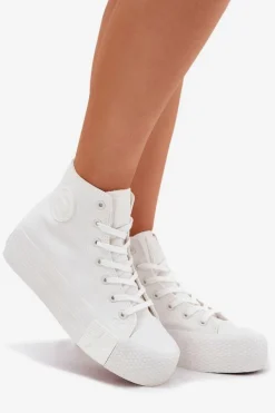 Trampki Damskie Na Platformie Big Star RR274743 Białe