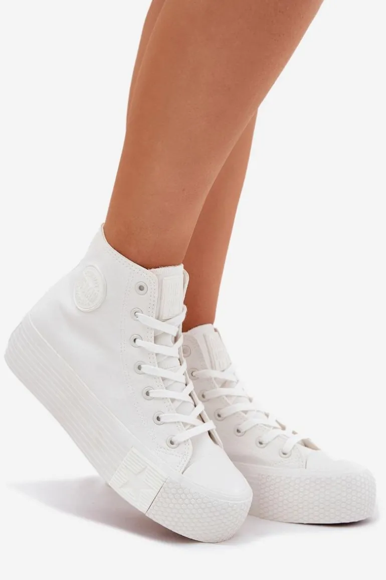Trampki Damskie Na Platformie Big Star RR274743 Białe
