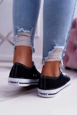 Trampki Damskie Niskie Smith's Czarno Białe