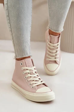 Trampki Damskie Ocieplane Z Eko Skóry Różowe Big Star OO274933