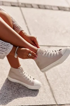 Trampki Damskie Ocieplane Z Eko Skóry Różowe Big Star OO274933