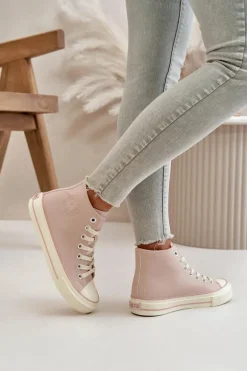 Trampki Damskie Ocieplane Z Eko Skóry Różowe Big Star OO274933