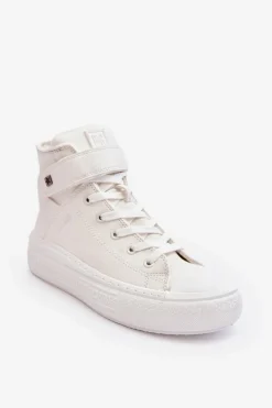Trampki Damskie Ocieplane Na Platformie Big Star Białe MM274006