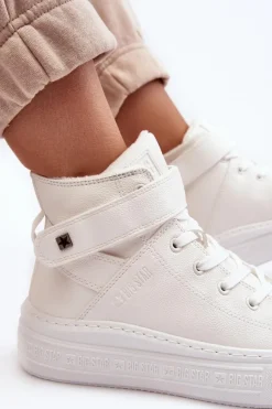 Trampki Damskie Ocieplane Na Platformie Big Star Białe MM274006