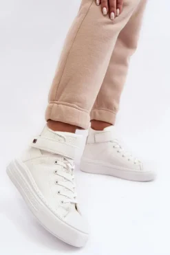 Trampki Damskie Ocieplane Na Platformie Big Star Białe MM274006