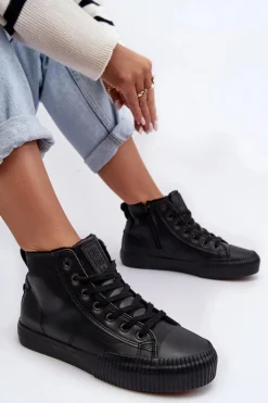 Trampki Damskie Ocieplane Na Suwak Czarne Big Star MM274020