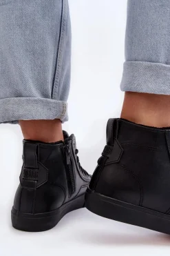 Trampki Damskie Ocieplane Na Suwak Czarne Big Star MM274020