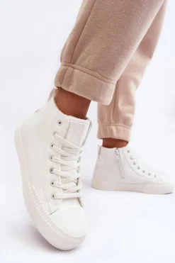 Trampki Damskie Ocieplane Na Suwak Białe Big Star MM274017