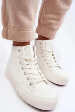 Trampki Damskie Ocieplane Na Suwak Białe Big Star MM274017