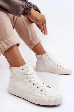 Trampki Damskie Ocieplane Na Suwak Białe Big Star MM274017