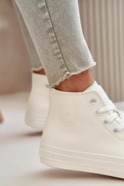 Trampki Damskie Ocieplane Z Eko Skóry Białe Big Star OO274932