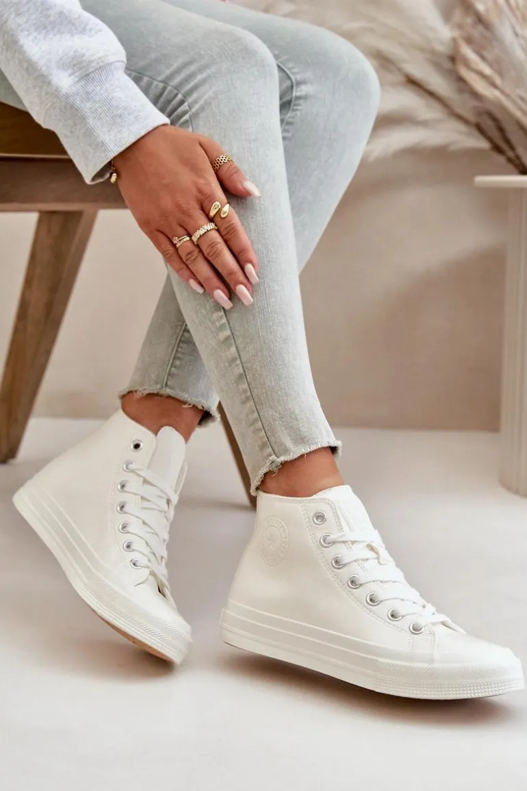 Trampki Damskie Ocieplane Z Eko Skóry Białe Big Star OO274932