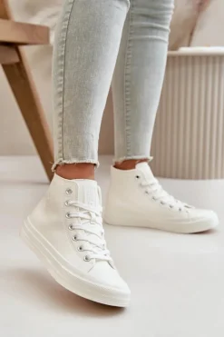 Trampki Damskie Ocieplane Z Eko Skóry Białe Big Star OO274932