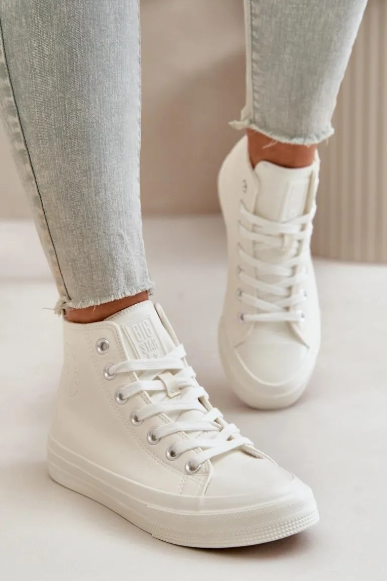 Trampki Damskie Ocieplane Z Eko Skóry Białe Big Star OO274932