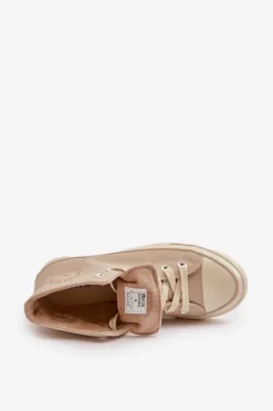 Trampki Damskie Ocieplane Z Eko Skóry Beżowe Big Star OO274934