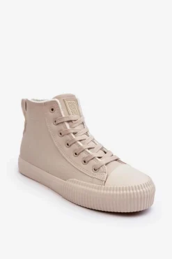 Trampki Damskie Ocieplane Na Suwak Jasnobeżowe Big Star MM274018