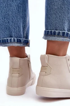 Trampki Damskie Ocieplane Na Suwak Jasnobeżowe Big Star MM274018