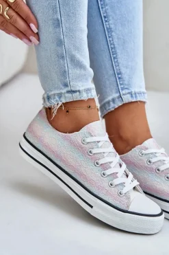 Trampki Damskie Ozdobione Cekinami Multikolor Nolrina