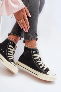 Trampki Damskie Wysokie Big Star NN274283 Czarne