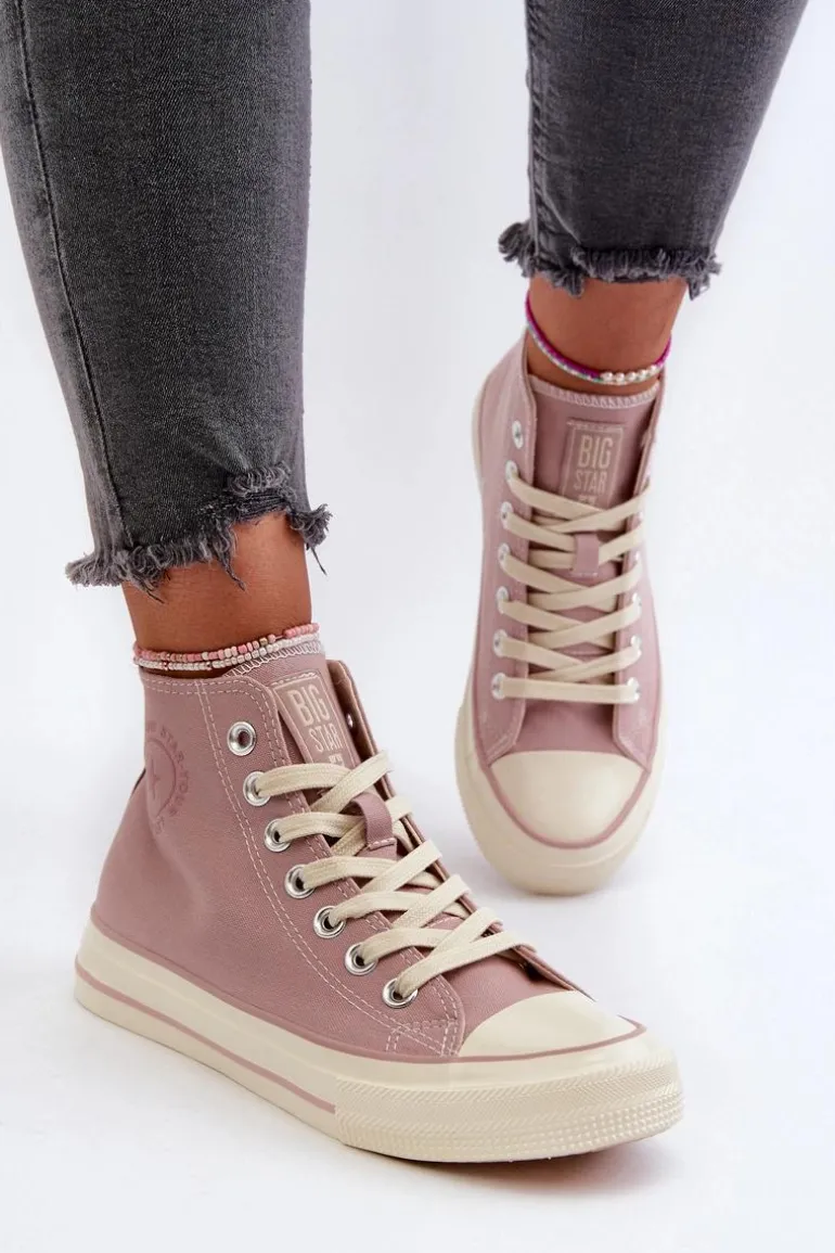 Trampki Damskie Wysokie Big Star NN274277 Różowe