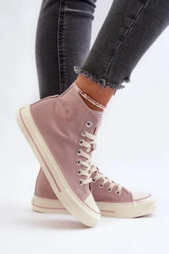 Trampki Damskie Wysokie Big Star NN274277 Różowe