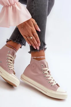 Trampki Damskie Wysokie Big Star NN274277 Różowe