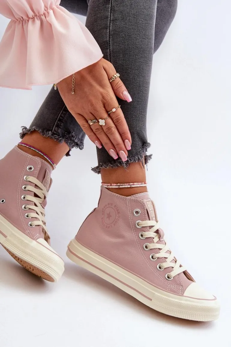 Trampki Damskie Wysokie Big Star NN274277 Różowe