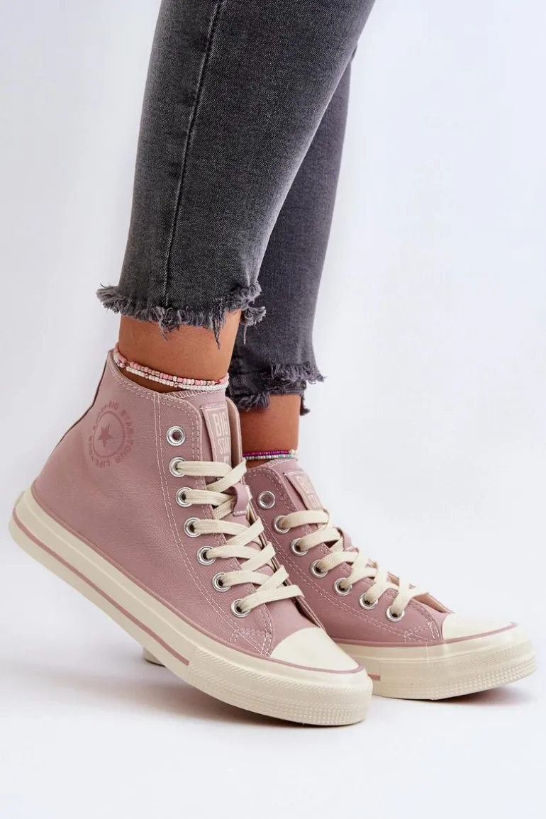 Trampki Damskie Wysokie Big Star NN274277 Różowe