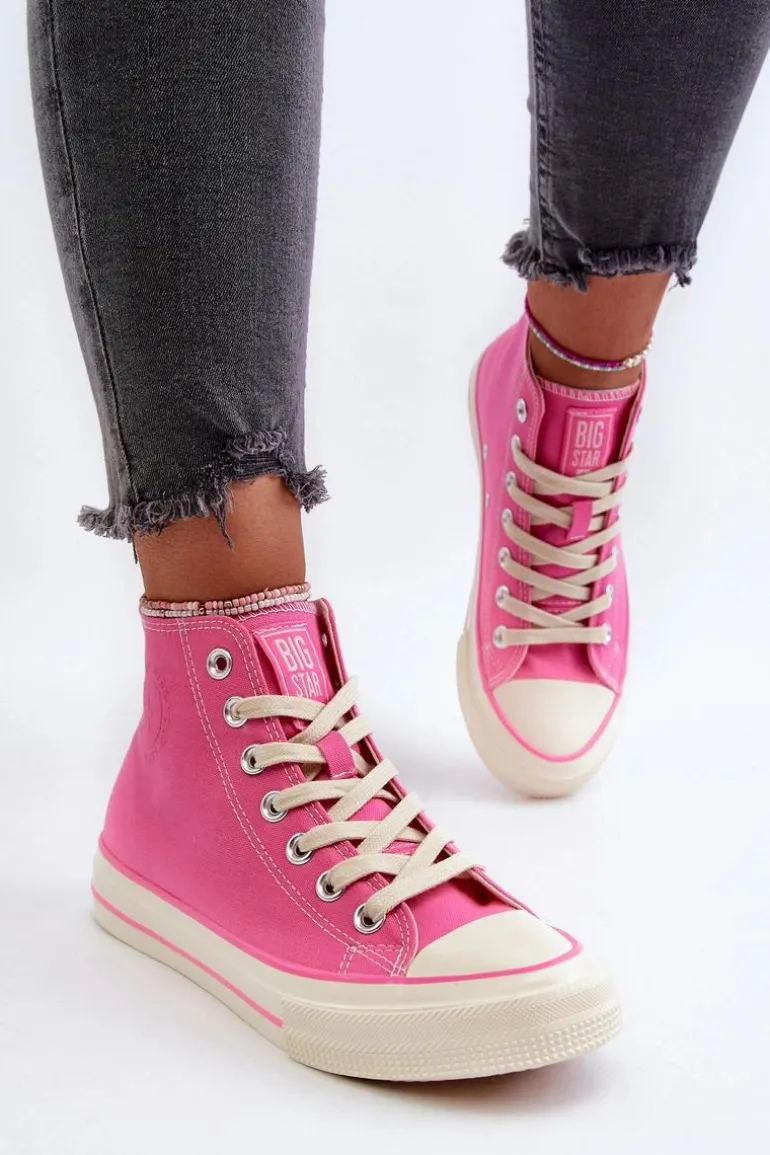 Trampki Damskie Wysokie Big Star NN274282 Różowe